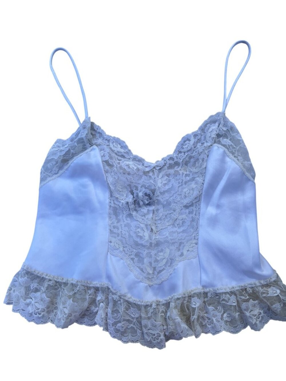 Vintage Lis Levesque White Lace Satin Camisole Top Small Made In USA 21r